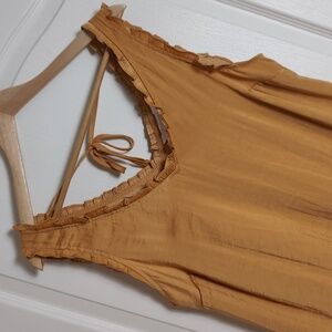 LC Lauren Conrad Mustard Ruffle Trim Tank Top